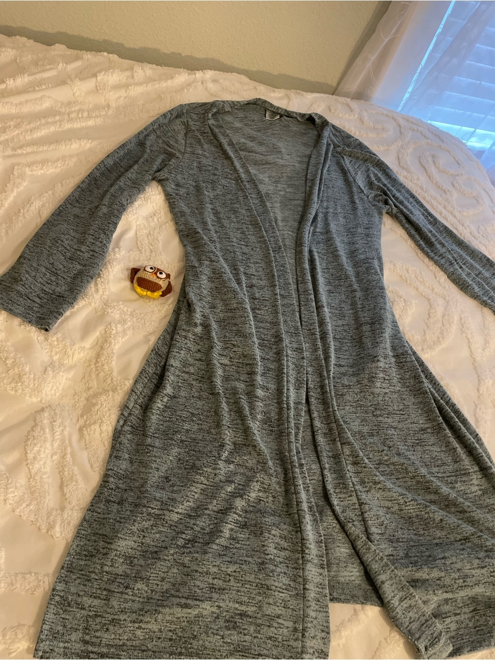 Hello Mello large Light Gray Open-Front Duster Cardigan